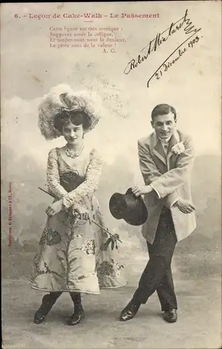 Ak Editions Bergeret, Lecon de Cake Walk, le Passement, Tänzer