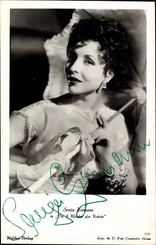 Ak Schauspielerin Sonja Ziemann, Portrait, Die 7 Kleider der Katrin, Autogramm