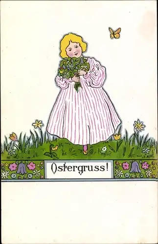 Künstler Ak Ostergruss, Mädchen