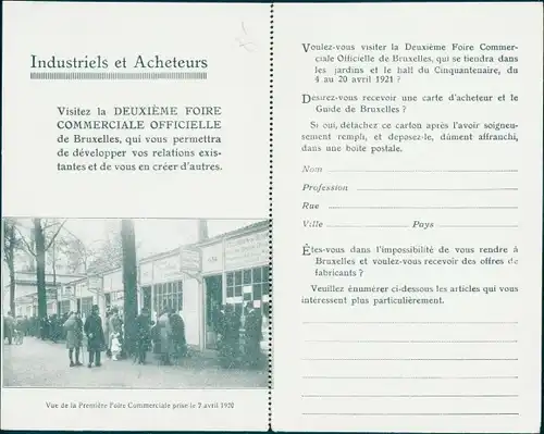 Ak Bruxelles Brüssel, Vue de la Premiere Foire Commerciale Officielle prise le 7 avril 1920