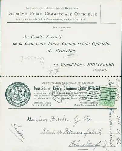 Ak Bruxelles Brüssel, Vue de la Premiere Foire Commerciale Officielle prise le 7 avril 1920