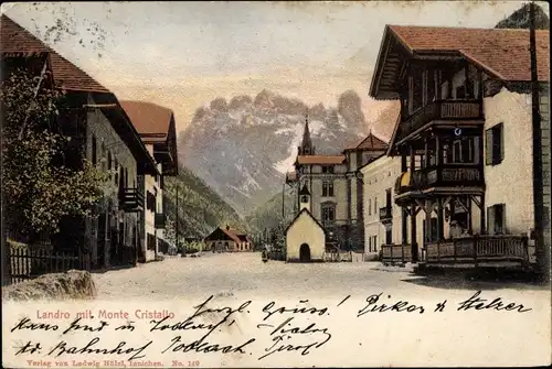 Ak Landro Höhlenstein Südtirol, Straßenpartie, Monte Cristallo