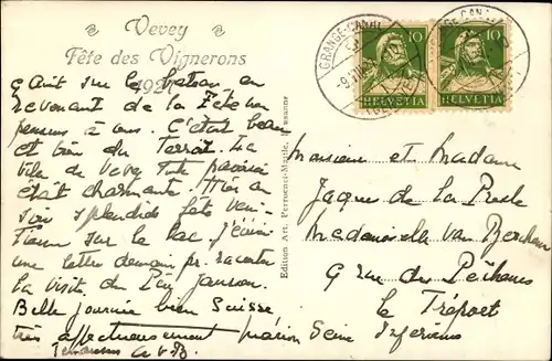 Ak Vevey Kanton Waadt, Fete des Vignerons 1927