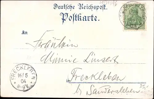 Litho Liebenau in Hessen, Kirche, Rathaus, Gasthof Fr. Müller, Bahnhof, Gesamtansicht