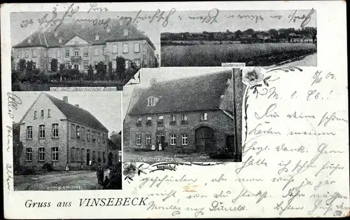 Ak Vinsebeck Steinheim in Westfalen, Schloss, Neues Schulhaus, Gasthof, Ortsansicht