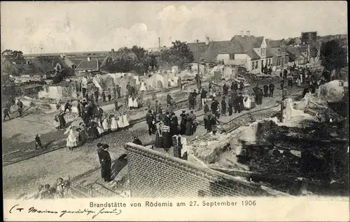 Ak Rödemis Husum in Nordfriesland, Brandstätte am 27. September 1906