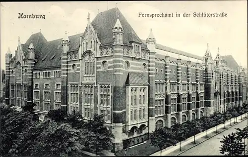 Ak Hamburg Eimsbüttel Rotherbaum, Fernsprechamt Schlüterstraße