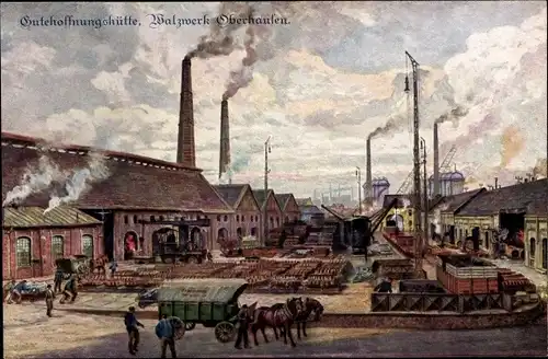 Künstler Ak Oberhausen im Ruhrgebiet, Gutehoffnungshütte, Walzwerk