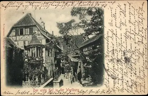 Relief Ak Lutherstadt Eisenach in Thüringen, Der erste Hof in der Wartburg