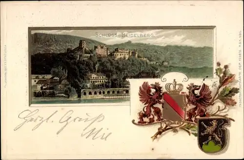 Präge Wappen Litho Heidelberg am Neckar, Schloss
