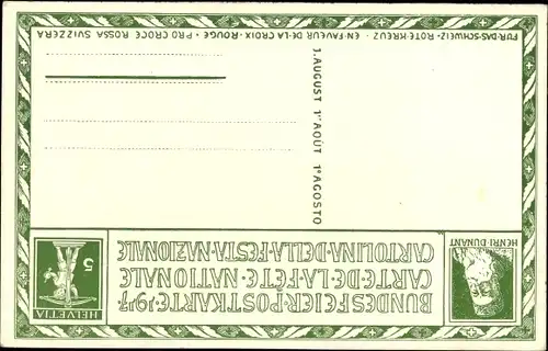 Ganzsachen Künstler Ak Burnand, Eug., Schweizer Bundesfeier 1917, Rotes Kreuz