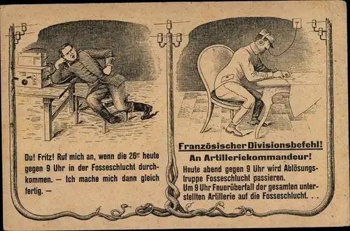 Ak Französischer und deutscher Funker, Französischer Divisionsbefehl