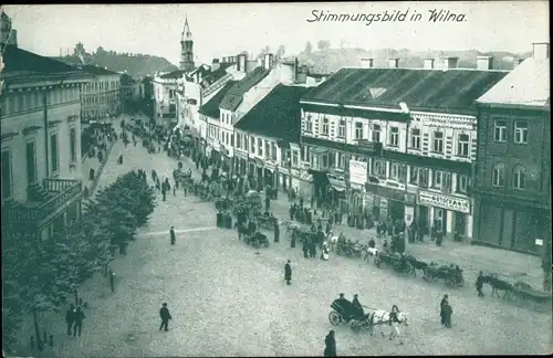 Ak Vilnius Wilna Litauen, Stimmungsbild, Straßenpartie im Ort