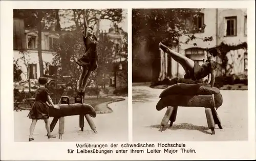 Foto Ak Vorführungen der schwedischen Hochschule für Leibesübungen, Leiter Major Thulin