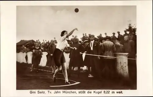 Foto Ak Gini Seitz, TV Jahn München, Kugelstoßerin