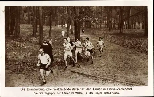 Foto Ak Berlin Zehlendorf, Brandenburgische Waldlauf Meisterschaft der Turner, Tietz Friesen