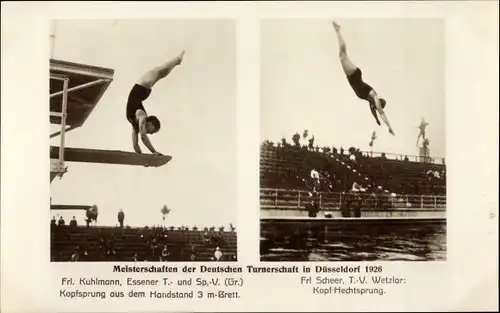 Foto Meisterschaften der Deutschen Turnerschaft in Düsseldorf 1926, Turmspringer, Kuhlmann, Scheer