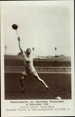 Foto Meisterschaften der Deutschen Turnerschaft in Düsseldorf 1926, Heynen, Schleuderballwerfen