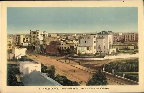 Ak Casablanca Marokko, Boulevard de la Liberte et Cercle des Officiers
