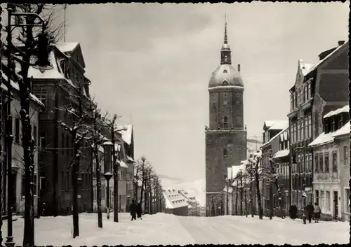 Ak Annaberg Buchholz im Erzgebirge, Große Kirchgasse mit St. Annenkirche, Winter, Schnee