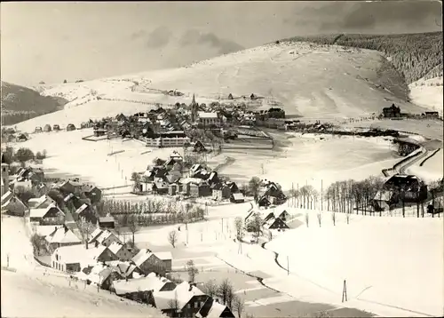 Ak Oberwiesenthal im Erzgebirge Sachsen, Fichtelberg, Panorama, Winter