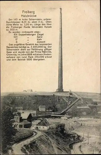 Ak Halsbrücke in Sachsen, 140 hoher Schornstein