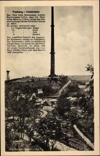 Ak Halsbrücke in Sachsen, Hohe Esse, 140 Meter hoher Schornstein