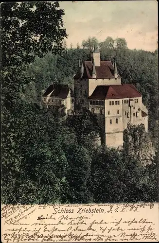 Ak Kriebstein Sachsen, Blick auf das Schloss