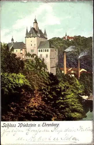 Ak Kriebstein Sachsen, Schloss Kriebstein und Ehrenberg