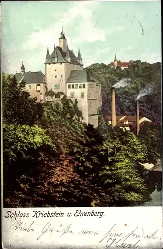 Ak Kriebstein Sachsen, Schloss Kriebstein und Ehrenberg