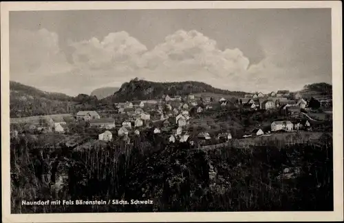 Ak Naundorf Struppen Sachsen, Panorama mit Fels Bärenstein