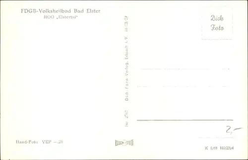 Ak Bad Elster im Vogtland, FDGB-Volksheilbad, HOG Elstertal