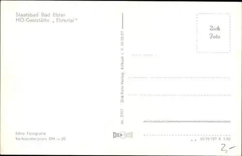 Ak Bad Elster im Vogtland, Staatsbad, HO-Gaststätte Elstertal