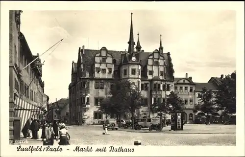 Ak Saalfeld an der Saale Thüringen, Markt mit Rathaus