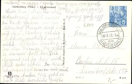 Ak Leutenberg in Thüringen, Schwimmbad