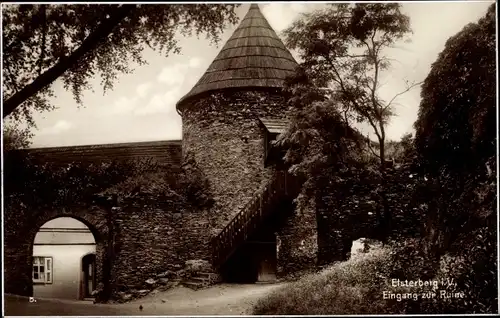 Ak Elsterberg an der Weißen Elster Vogtland, Eingang zur Ruine