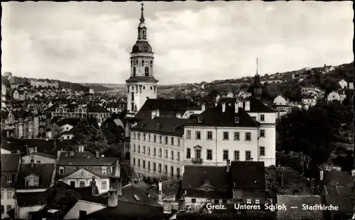 Ak Greiz im Vogtland, Unteres Schloss, Stadtkirche
