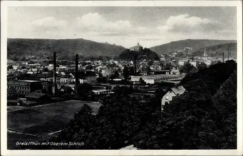 Ak Greiz Thüringen, Panorama, Oberes Schloss