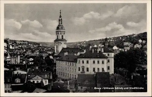 Ak Greiz im Vogtland, Unteres Schloss, Stadtkirche