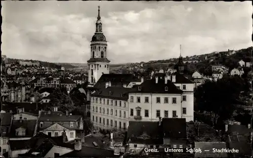 Ak Greiz im Vogtland, Unteres Schloss, Stadtkirche