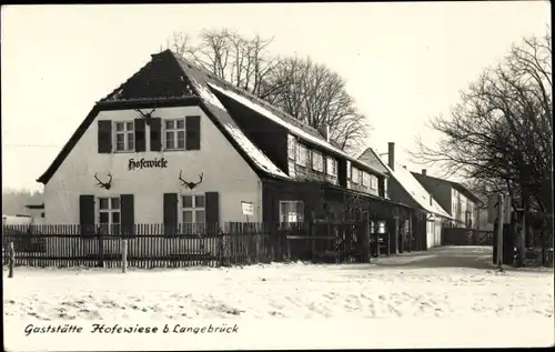 Ak Dresden Langebrück, HO Gaststätte Hofewiese im Winter, Schnee
