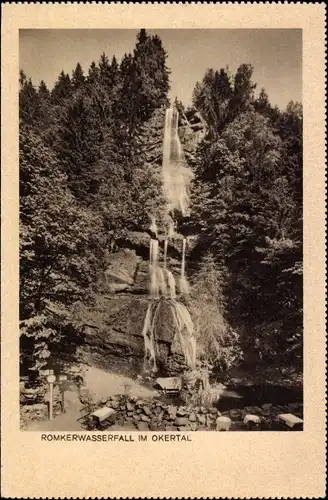 Ak Oker Goslar am Harz, Romkerwasserfall im Okertal
