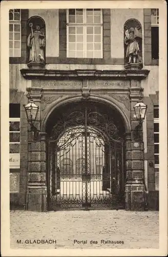 Ak Mönchengladbach am Niederrhein, Rathaus, Portal