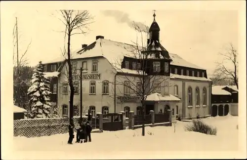 Ak Kretscham Rothensehma Neudorf Sehmatal im Erzgebirge, Genesungsheim d. Sozialversicherung, Winter