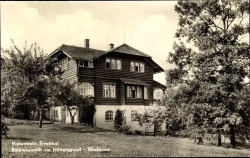 Ak Hohenstein Ernstthal in Sachsen, Betlehemstift am Hüttengrund, Blockhaus