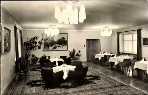 Ak Moritzburg in Sachsen, HOG und Hotel Waldschänke, Innenansicht, Esszimmer Roter Salon