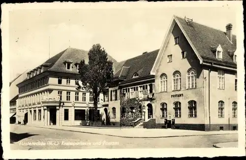 Ak Finsterwalde in der Niederlausitz, Kreissparkasse und Postamt