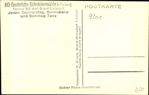 Ak Linda Brand Erbisdorf Sachsen, Schrödermühle, HO Gaststätte, Gastraum