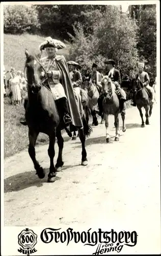 Foto Ak Großvoigtsberg Großschirma Sachsen, 800 Jahrfeier, Festzug, Reiter in histor. Uniform