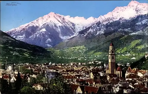 Ak Meran Merano Südtirol, Panorama vom Ort